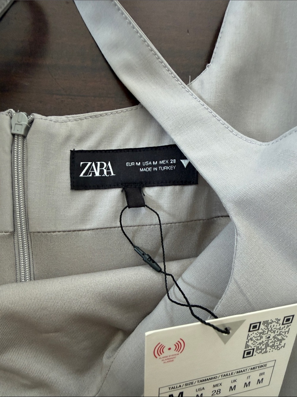 Zara Light Gray Sleeveless Square-Neck Mini Dress - Picture 3 of 5